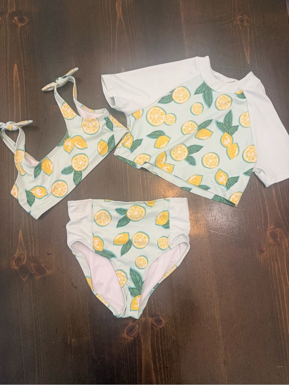 DSG Girls Lemon Print Swim Set - Yellow & Green, size 8